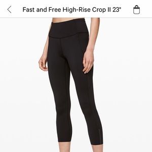 Lululemon Fast & Free High Rise Crop Reflective